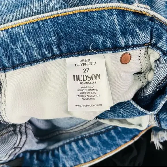 Hudson blue Jessi boyfriend distressed straight leg ankle jeans 27 - Picture 6 of 7